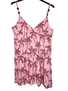 NWT True Destinations Pink Palm Tree Mini Dress Size XL